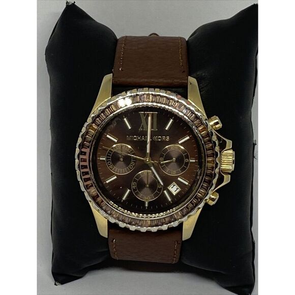 Michael Kors Everest MK5873 Women's Brown Leather Analog Dial Quartz Watch WO557 - Picture 1 of 12
